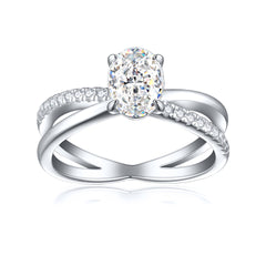 1.5-Carat Oval Cut Simulated Diamond Engagement Ring with Accents and 4-Prong Setting