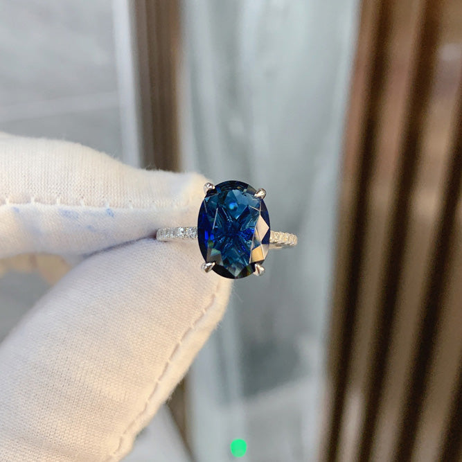 Accented Oval Cut Multi-Colored Simulated Gemstone Engagement Ring