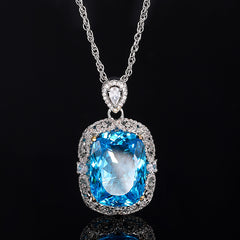 Radiant-Cut Simulated Aquamarine Jewelry Set with Solitaire and Accent Design