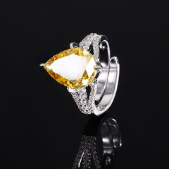 7.0-Carat Pear Cut Yellow and Pink Simulated Diamonds Adjustable Engagement Ring