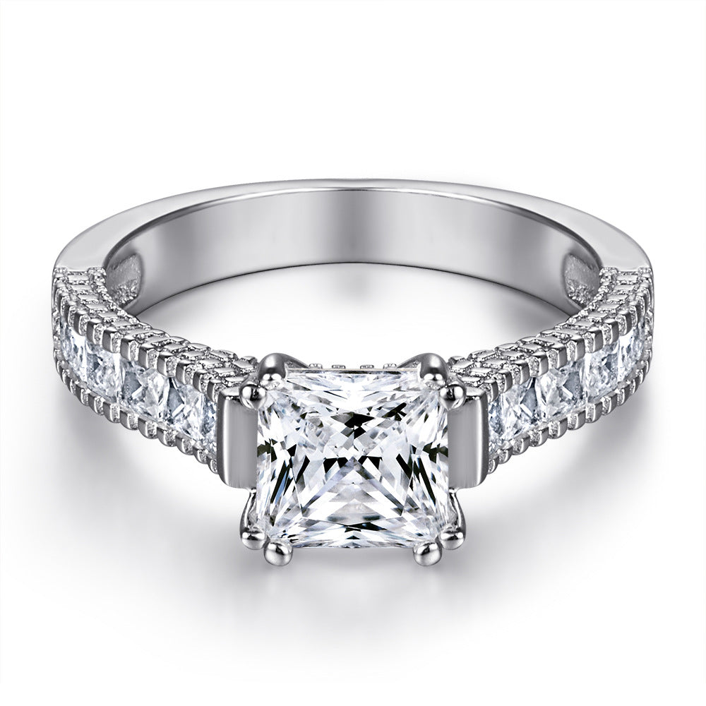 1.2-Carat Cushion Cut Simulated Colorless Diamond Wedding Set