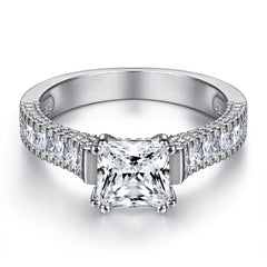 1.2-Carat Cushion Cut Simulated Colorless Diamond Wedding Set