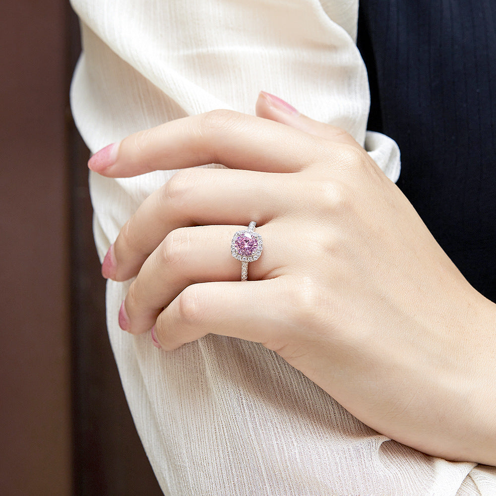 Elegant 3-Piece Sterling Silver Jewelry Set with Round Simulated Diamonds and Halo Design-Rose Quartz