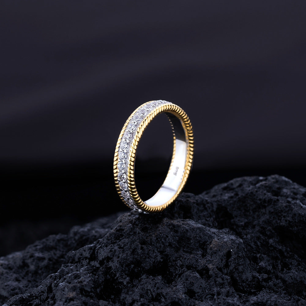 Simulated Diamond Round Wedding Band in 18K Gold-Plated Sterling Silver