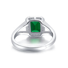 1.5-Carat Emerald Cut Simulated Emerald Engagement Ring with Halo Design