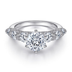 2.0-Carat Round Cut Simulated Diamond Wedding Set in White Gold-Plated Sterling Silver