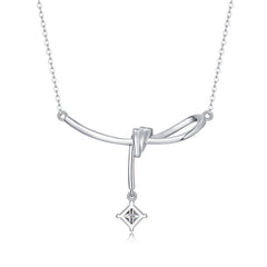 Moissanite Halo Pendant Necklace in Sterling Silver with White Gold Plating with GRA Certificate