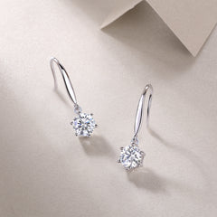Moissanite Twinkling Motion Drop Earrings in Sterling Silver with White Gold Plating with GRA Certificate