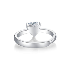 1-Carat Heart Cut Moissanite Adjustable Engagement Ring in Sterling Silver with GRA Certificate