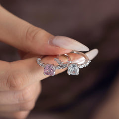 1.75-Carat Cushion Cut Pink Simulated Diamond Engagement Ring