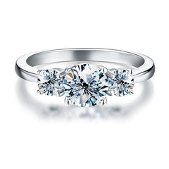 1-Carat Round Moissanite Engagement Ring in Sterling Silver with GRA Certificate