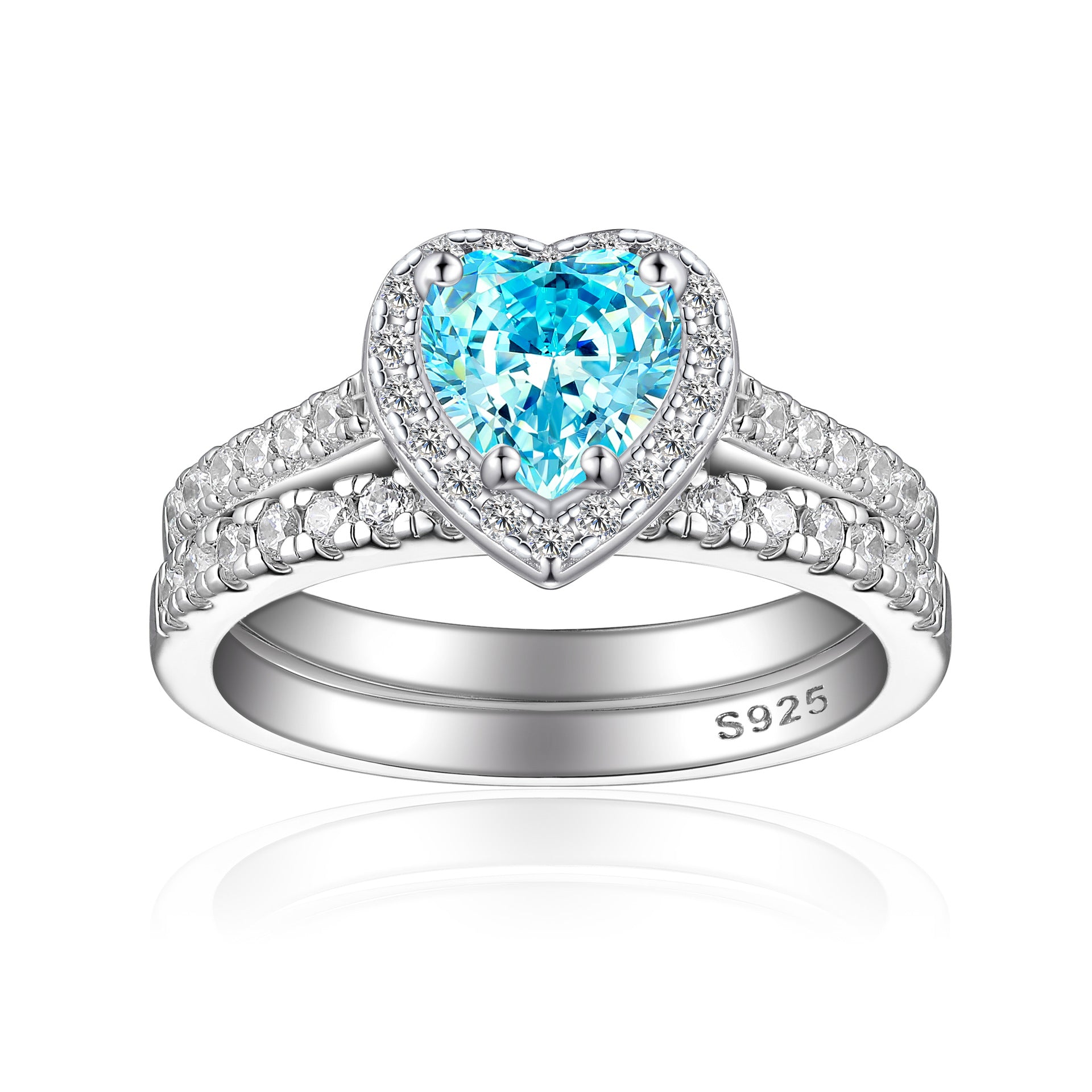 1.0-Carat Heart Cut Simulated Diamond Wedding Set with Accents & Halo Design