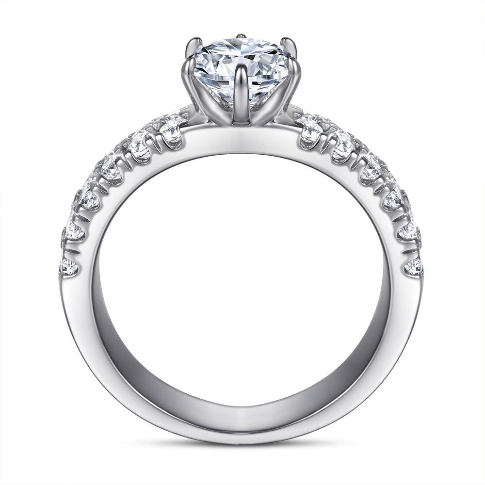 1.0-Carat Round Cut Simulated Diamond Engagement Ring with 6-Prong Setting