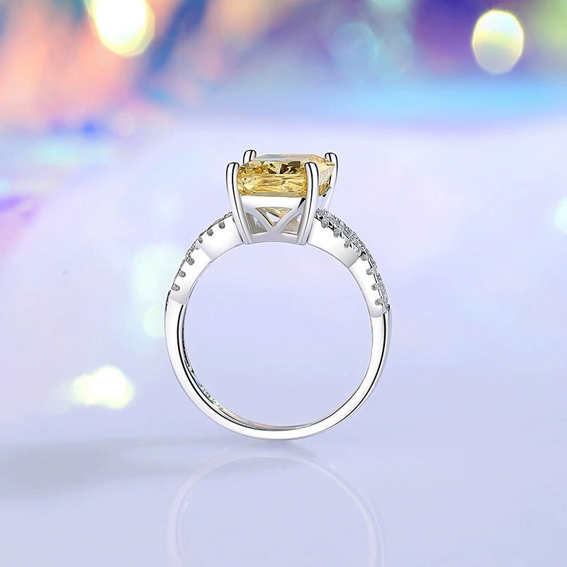 Radiant Cut Simulated Diamond Engagement Ring in Sterling Silver