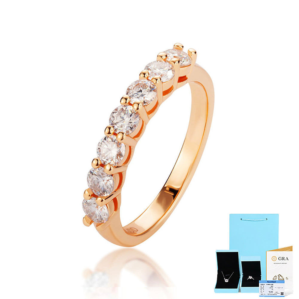 Seven-Stone Moissanite Wedding Band in Sterling Silver with GRA Certificate
