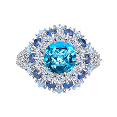 2.0-Carat 8mm Cushion Cut Simulated Aquamarine Engagement Ring