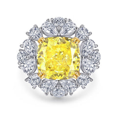 7.0-Carat Round Cut Simulated Yellow Diamond Engagement Ring with 4-Prong Setting