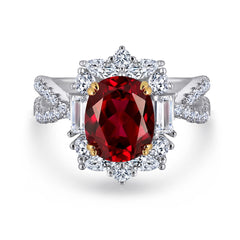 2.0-Carat Oval Cut Simulated Ruby Engagement Ring with 4-Prong Setting