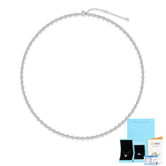 Moissanite Tennis Necklace in Sterling Silver with White Gold Plating with GRA Certificate