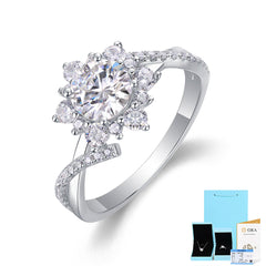 1-Carat Round Moissanite Six-Prong Engagement Ring in Sterling Silver with GRA Certificate