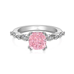 1.75-Carat Cushion Cut Pink Simulated Diamond Engagement Ring