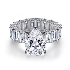 4.0-Carat Pear Cut Simulated Colorless Diamond Engagement Ring