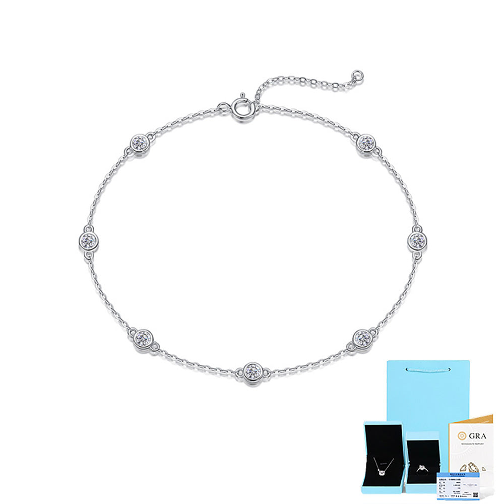 Moissanite Bubble Bracelet in Sterling Silver with White Gold Plating with GRA Certificate