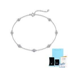 Moissanite Bubble Bracelet in Sterling Silver with White Gold Plating with GRA Certificate