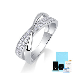 Round Moissanite Eternity Band in Sterling Silver with Classic Paved Design with GRA Certificate