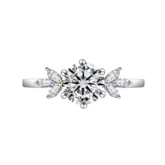 6.5mm Round Cut Colorless Simulated Diamond Engagement Ring