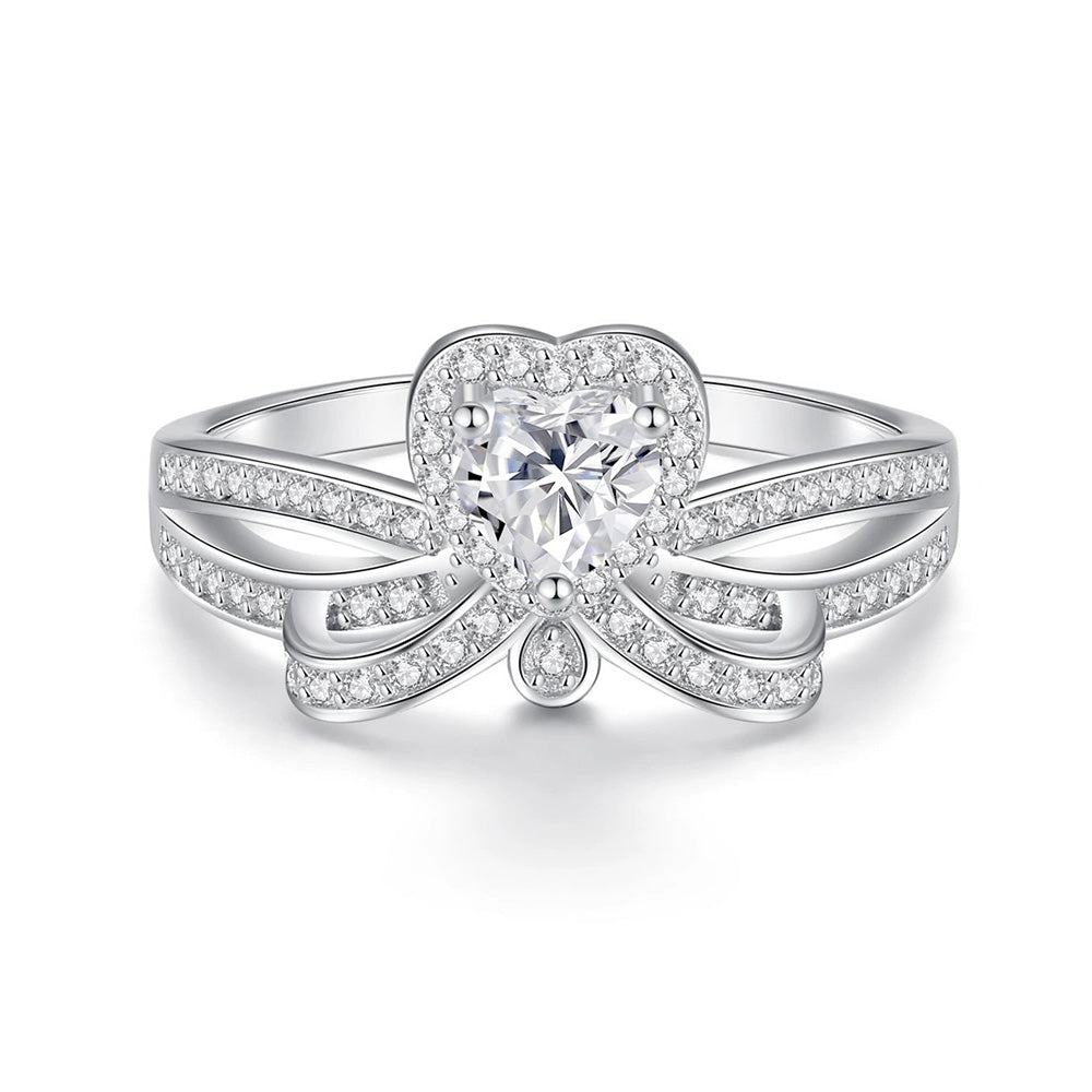 Heart-Cut Simulated Diamond Halo Engagement Ring in Sterling Silver