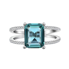 2.5-Carat Emerald Cut Multi-Color Simulated Diamond Engagement Ring