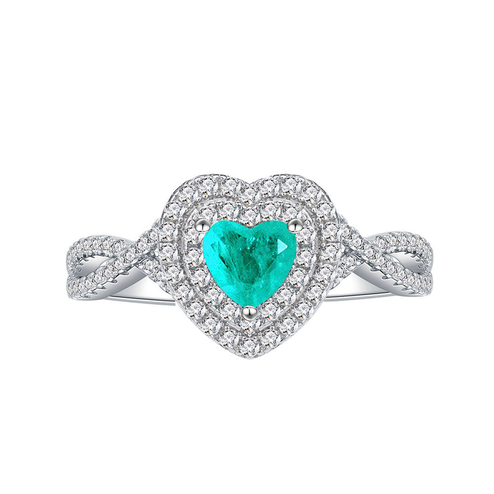 1.0-Carat Heart Cut Paraiba Tourmaline Engagement Ring with Halo Design