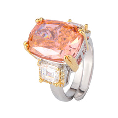 9-Carat Radiant Cut Colorless, Yellow, and Orange Simulated Diamond Engagement Ring