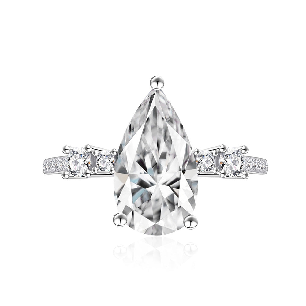 Accents 8.0-Carat Pear Cut Colorless Simulated Diamond Engagement Ring