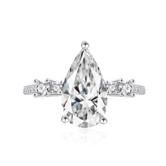 Accents 8.0-Carat Pear Cut Colorless Simulated Diamond Engagement Ring