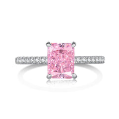 Accented 2.0-Carat Radiant Cut Pink/Colorless Simulated Diamond Engagement Ring