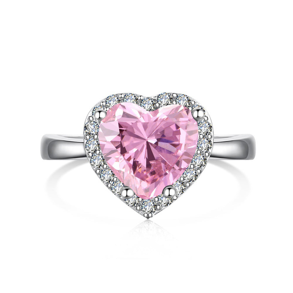 Halo 3.0-Carat Heart Cut Pink Simulated Diamond Engagement Ring