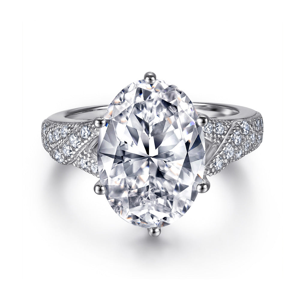 8.0-Carat Oval Cut Colorless Simulated Diamond Engagement Ring