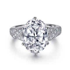 8.0-Carat Oval Cut Colorless Simulated Diamond Engagement Ring