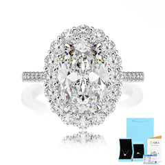 4.5-Carat Oval Moissanite Halo Engagement Ring in Sterling Silver with GRA Certificate