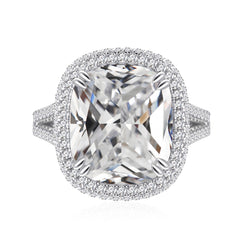 8-Carat Simulated Colorless Diamond Engagement Ring with Halo Design