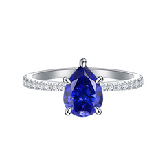 Accented Pear Cut Simulated Gemstone Engagement Ring