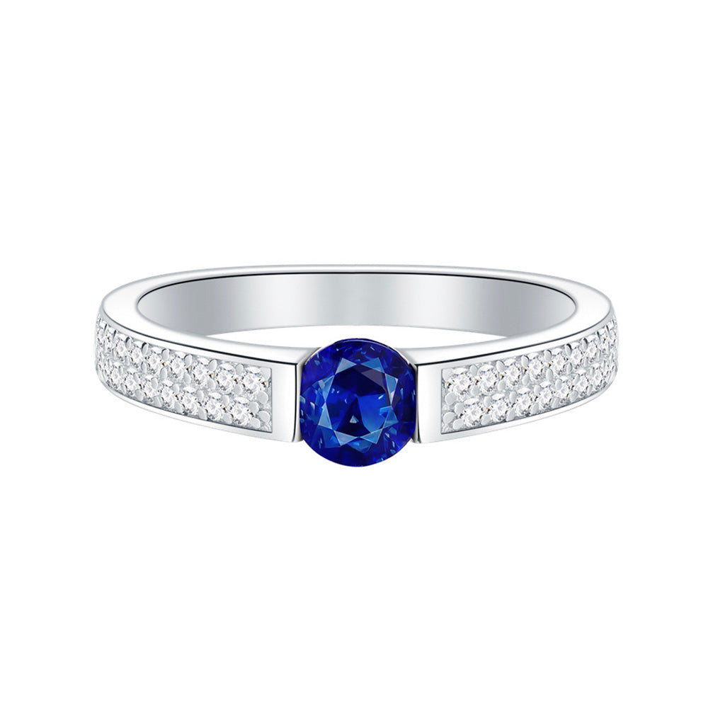 Classic 5.0mm Round Cut Sapphire Simulated Diamond Engagement Ring