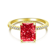 Accented 4.0-Carat Radiant Cut Multi-Colored Simulated Diamond Engagement Ring