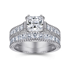 1.2-Carat Cushion Cut Simulated Colorless Diamond Wedding Set