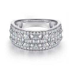 Simulated Diamond Wedding Band in White Gold-Plated Sterling Silver