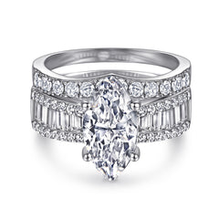 3.0-Carat Marquise Cut Simulated Colorless Diamond Wedding Set