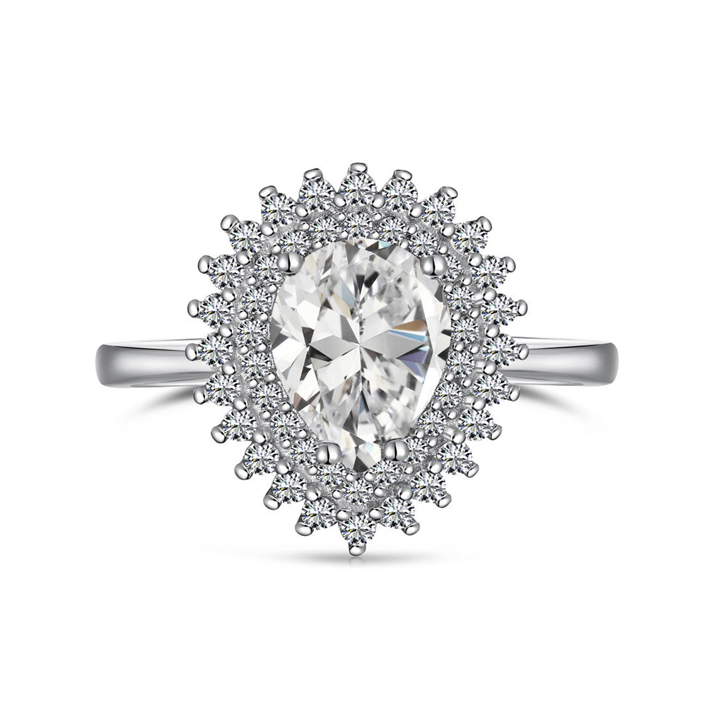 1.2-Carat Pear Cut Simulated Colorless Diamond Engagement Ring with Standard Setting