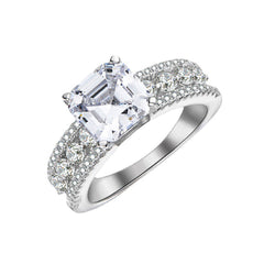 2.0-Carat Asscher Cut Colorless Simulated Diamond Engagement Ring